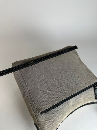 Vintage Gucci Bamboo Top Handle Canvas Handbag Grey Black