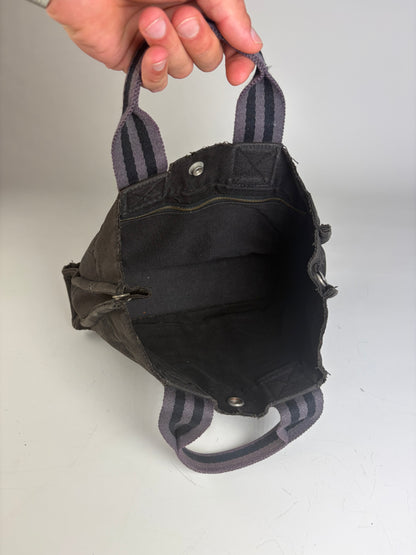Vintage Hermes Cotton Tote Bag Black Grey