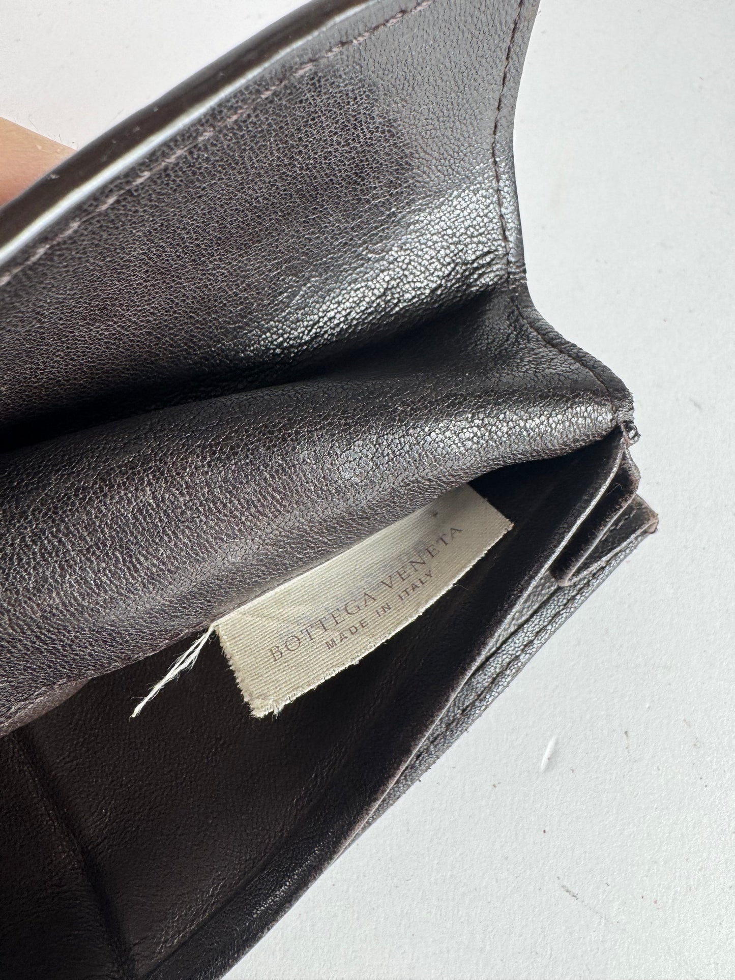 Vintage Bottega Veneta Intrecciato Leather Wallet Brown