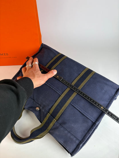 Vintage Hermès Canvas Tote Navy Olive Green