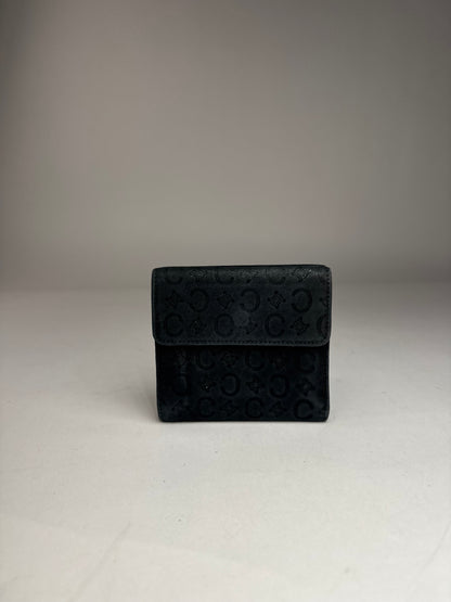 Vintage Celine Monogram Velour Leather Wallet Black