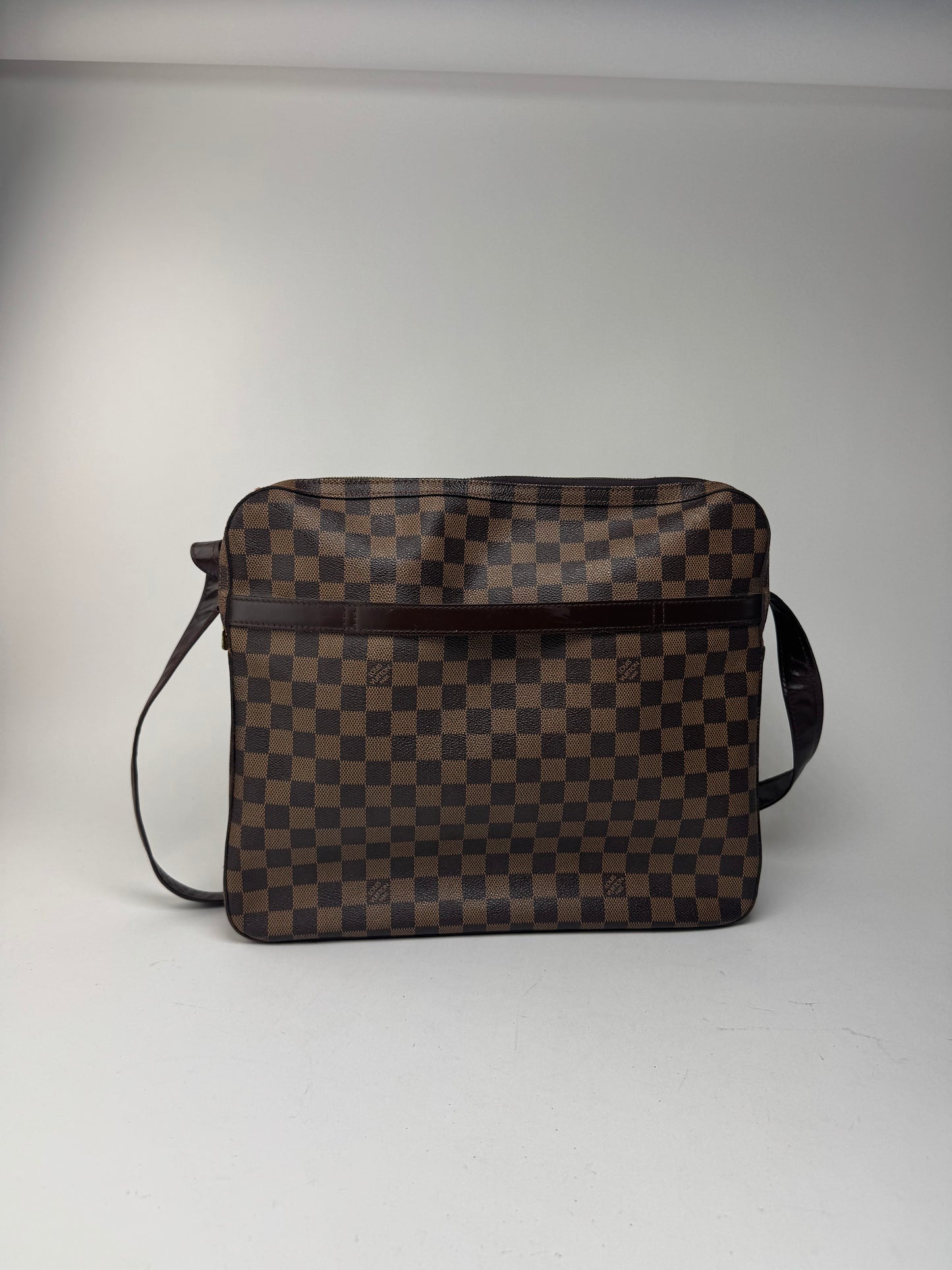 Vintage Louis Vuitton Damier Monogram 24h travel leather bag brown