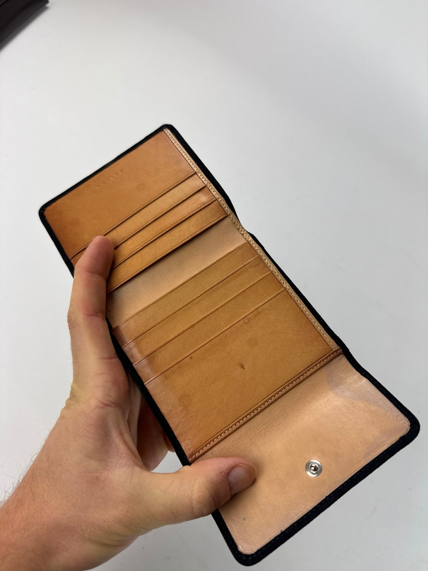 Vintage Celine Monogram Velour Leather Wallet Black