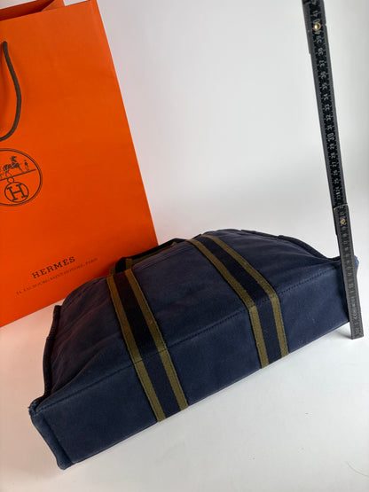 Vintage Hermès Canvas Tote Navy Olive Green