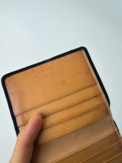 Vintage Celine Monogram Velour Leather Wallet Black