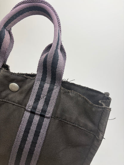 Vintage Hermes Cotton Tote Bag Black Grey