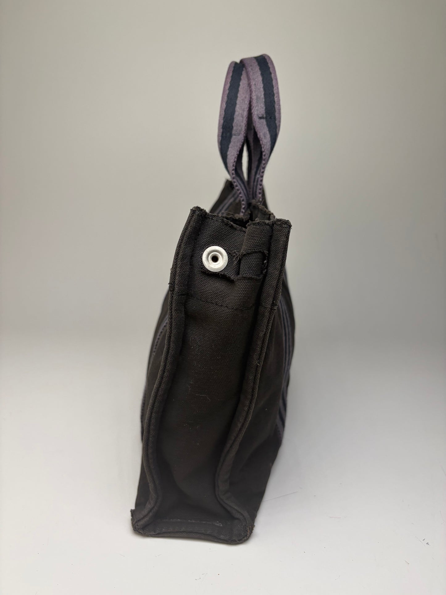 Vintage Hermes Cotton Tote Bag Black Grey