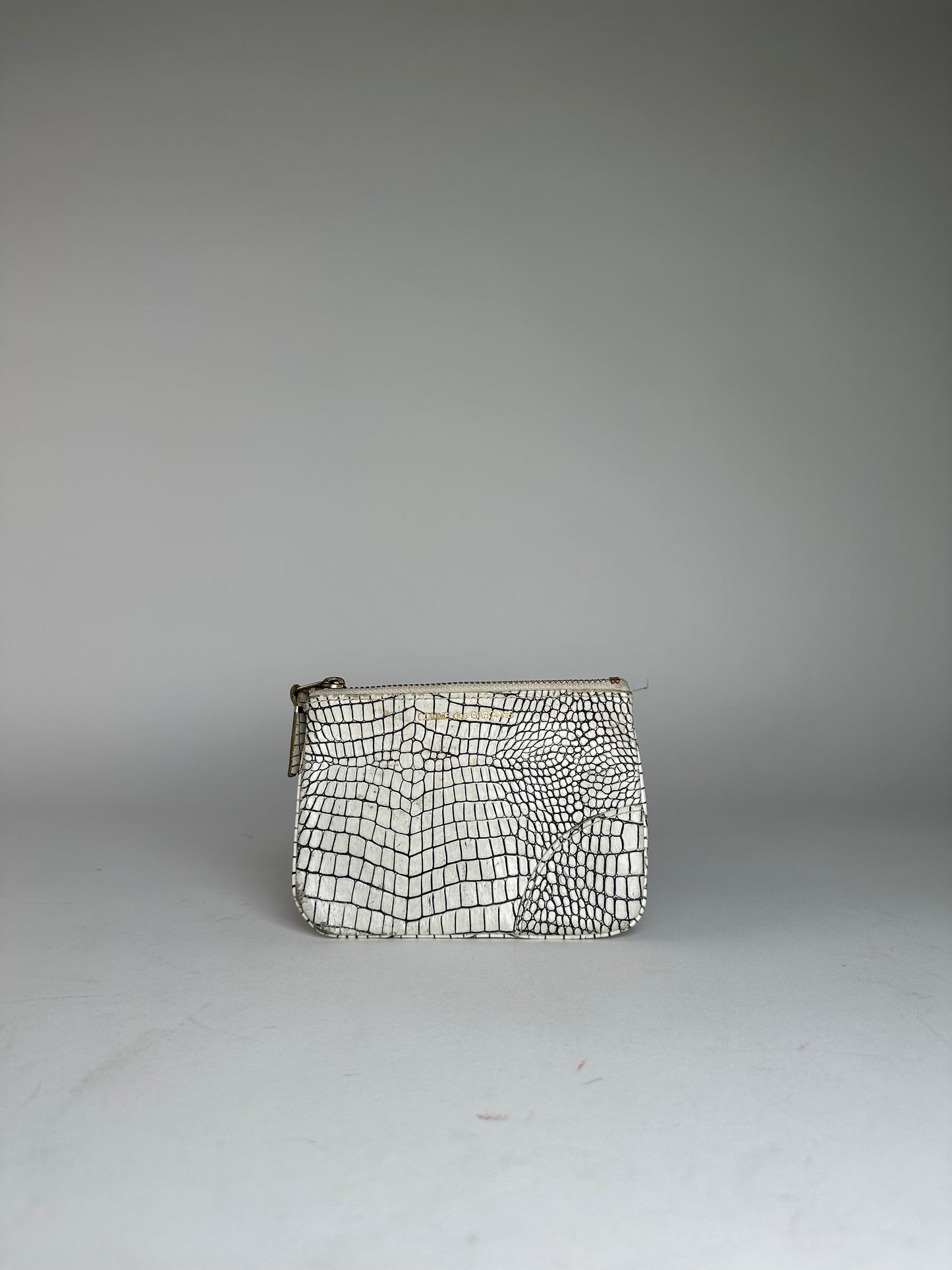 Vintage Comme Des Garçons Abstract Leather Clutch White Black