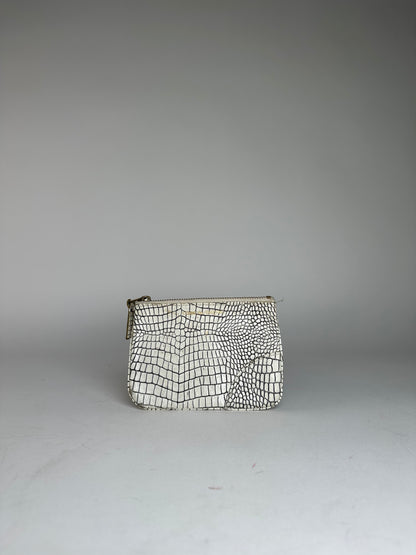 Vintage Comme Des Garçons Abstract Leather Clutch White Black