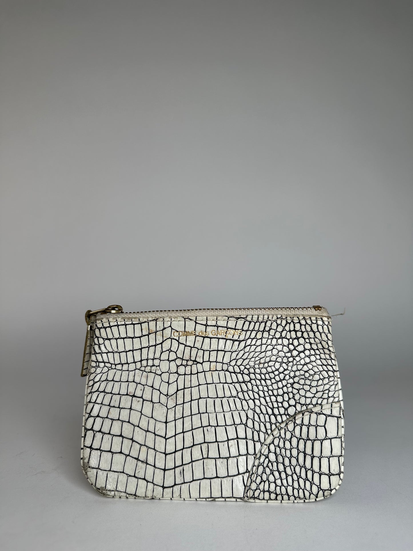 Vintage Comme Des Garçons Abstract Leather Clutch White Black