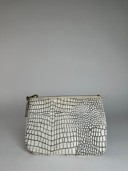 Vintage Comme Des Garçons Abstract Leather Clutch White Black