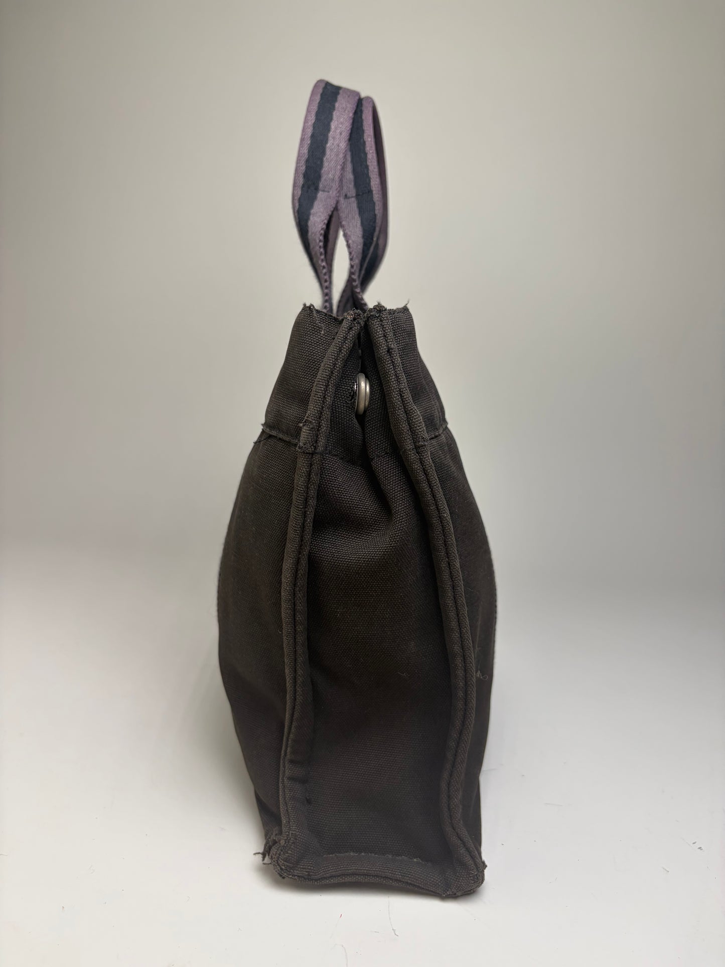 Vintage Hermes Cotton Tote Bag Black Grey
