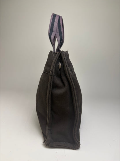 Vintage Hermes Cotton Tote Bag Black Grey