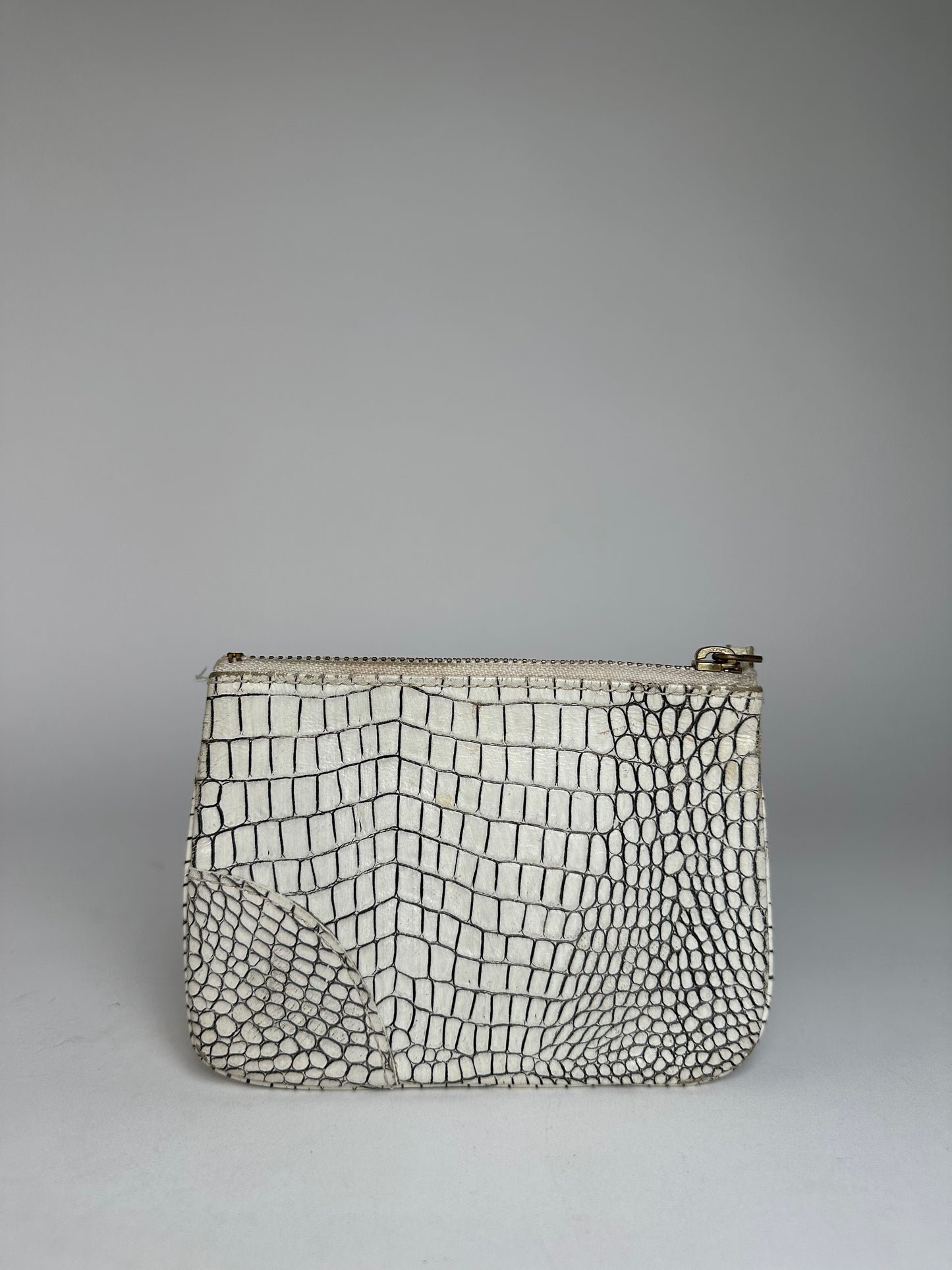 Vintage Comme Des Garçons Abstract Leather Clutch White Black