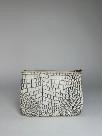 Vintage Comme Des Garçons Abstract Leather Clutch White Black