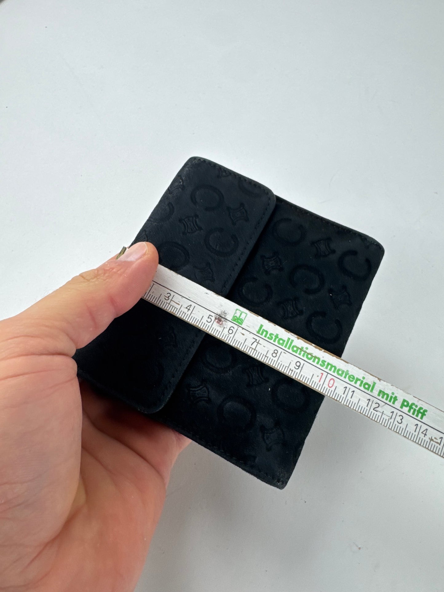 Vintage Celine Monogram Velour Leather Wallet Black