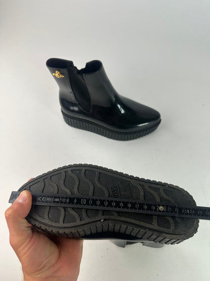 Vivienne Westwood Black Rubber Ankle Boots with Platform Sole