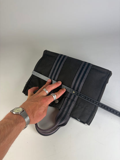 Vintage Hermes Cotton Tote Bag Black Grey
