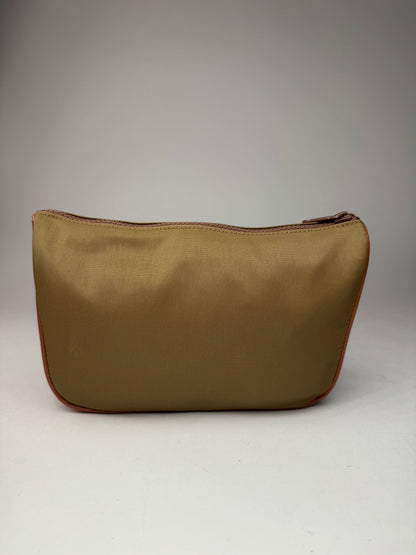 Vintage Courreges Polyester Leather Clutch Khaki Brown