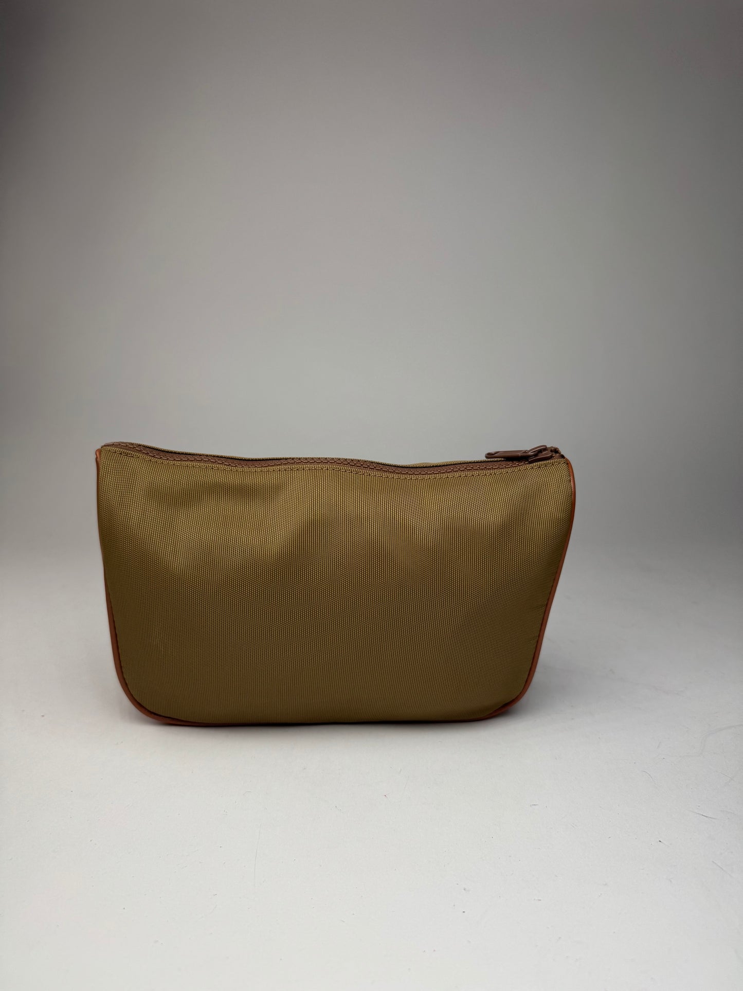 Vintage Courreges Polyester Leather Clutch Khaki Brown