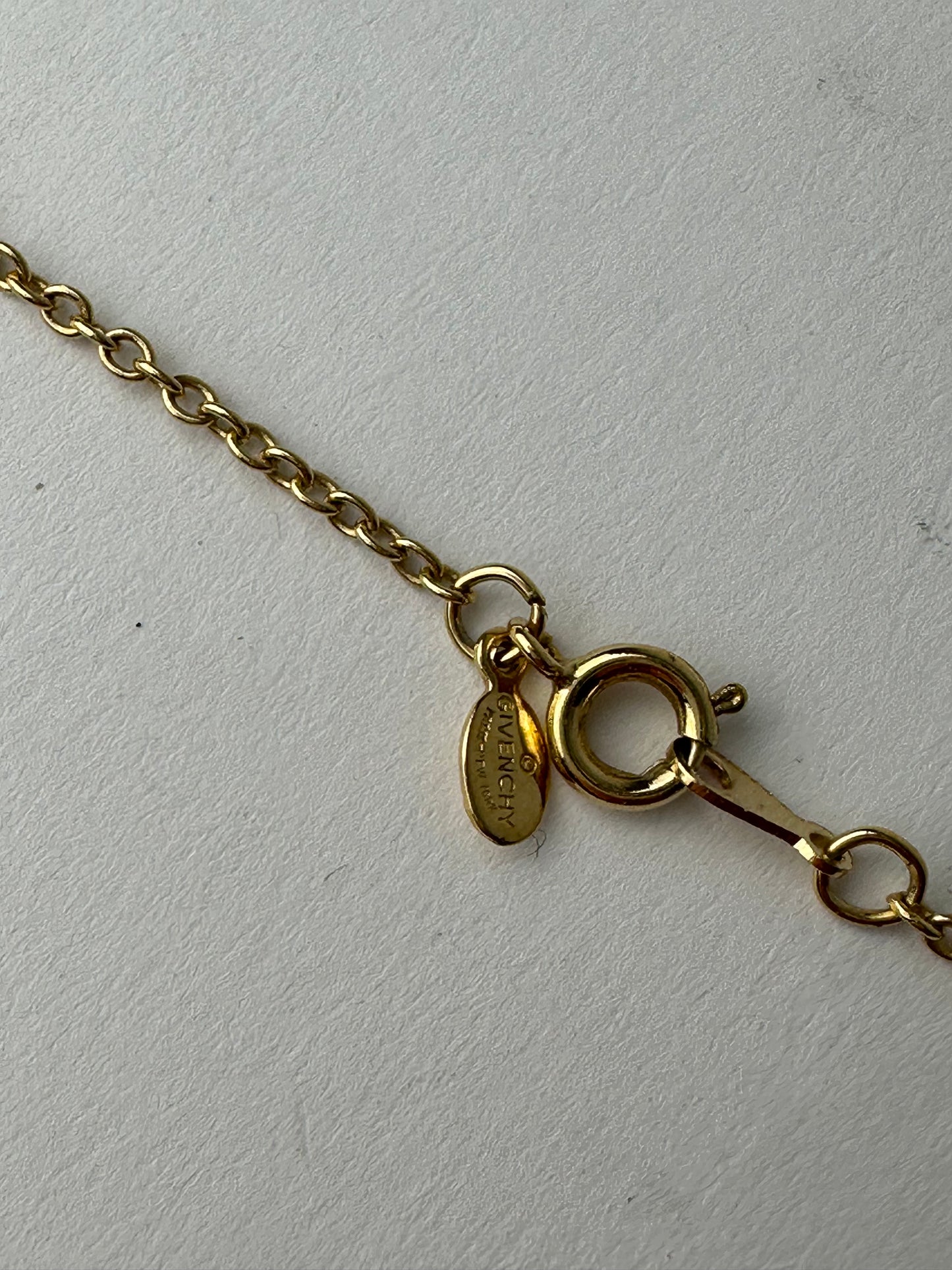Givenchy Gold Crystal Logo Pendant Necklace