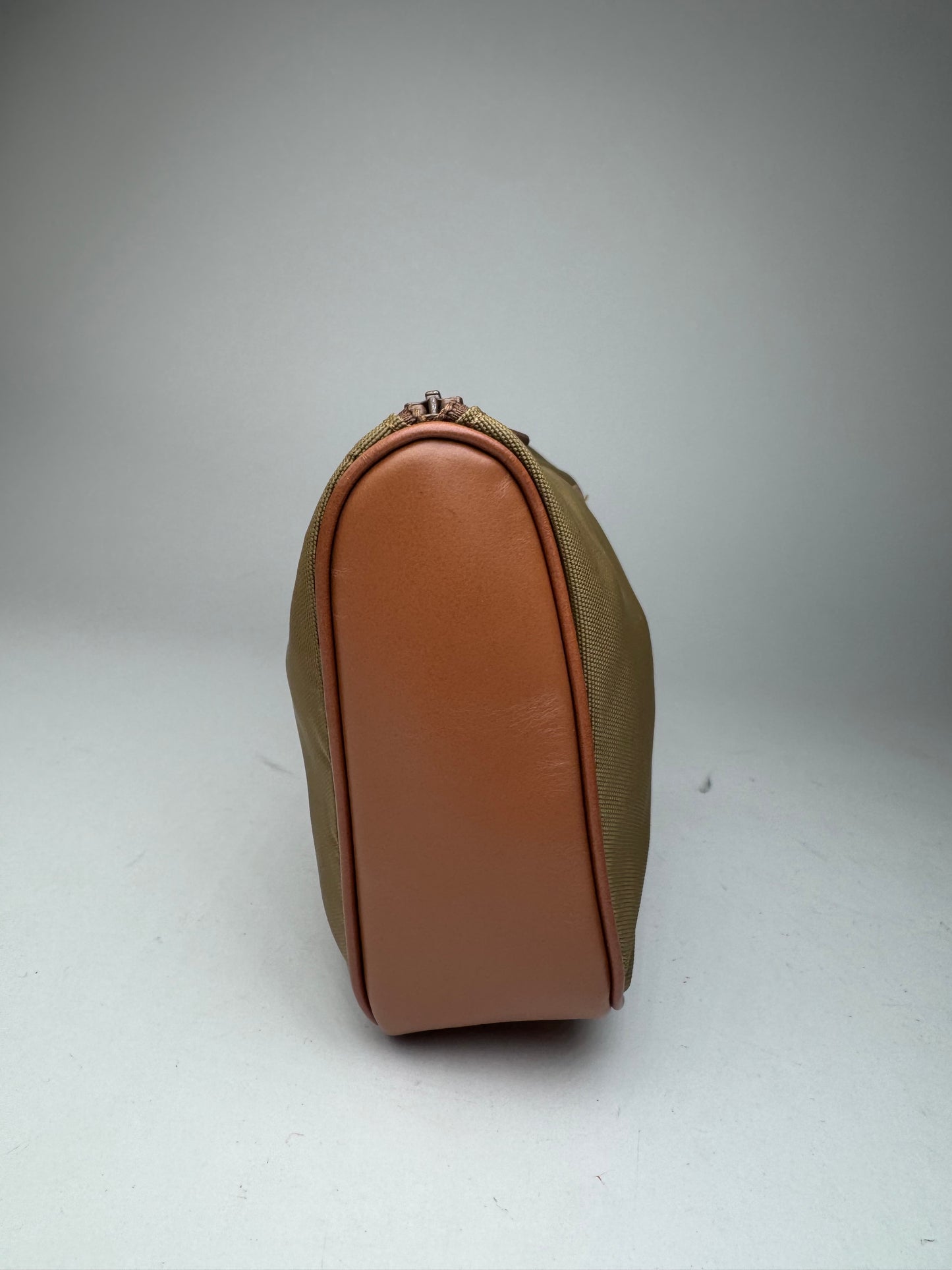 Vintage Courreges Polyester Leather Clutch Khaki Brown