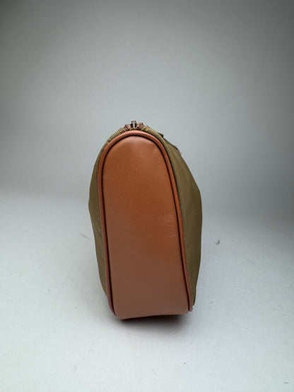 Vintage Courreges Polyester Leather Clutch Khaki Brown