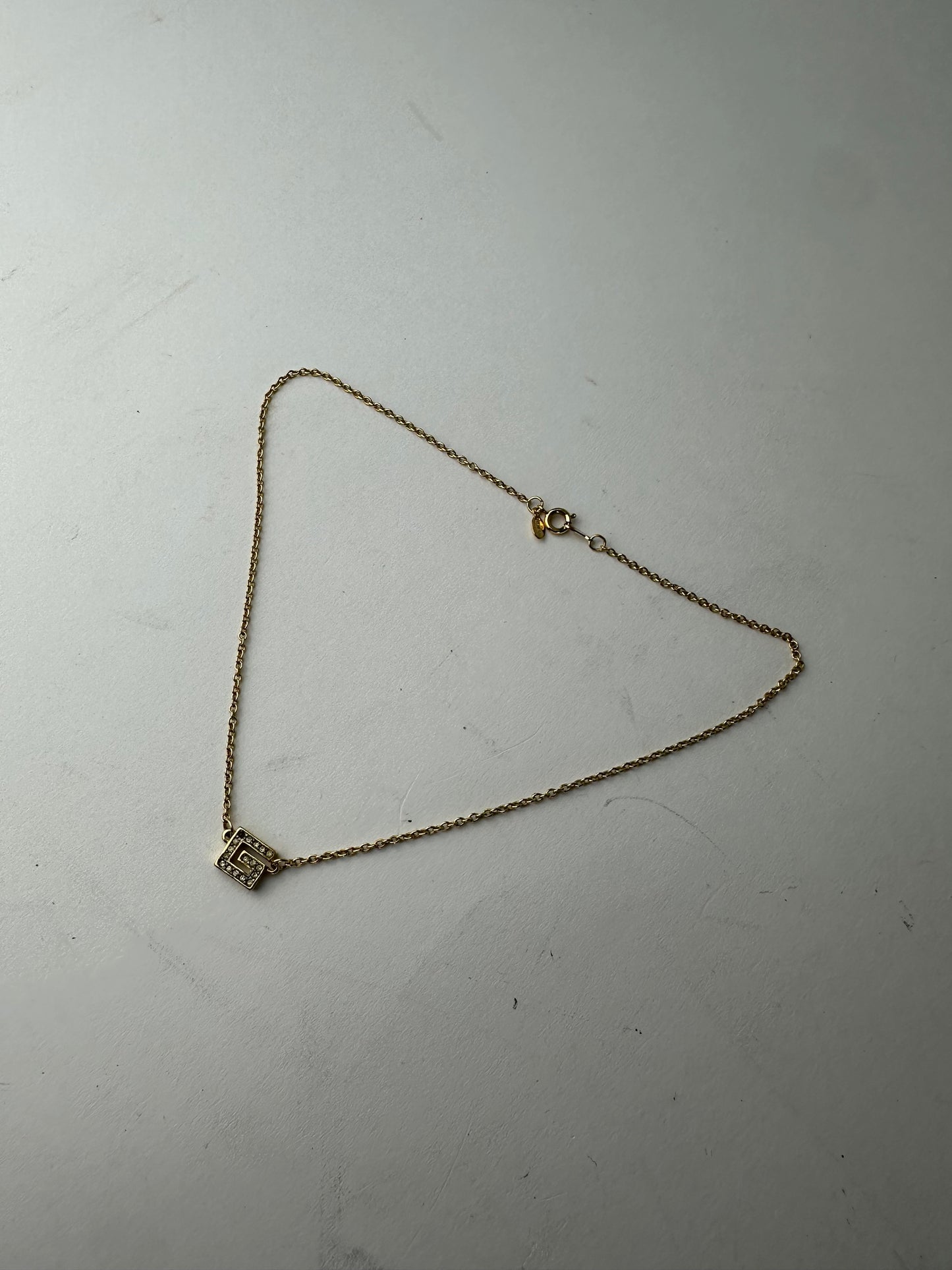 Givenchy Gold Crystal Logo Pendant Necklace