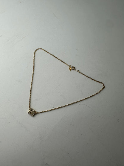 Givenchy Gold Crystal Logo Pendant Necklace