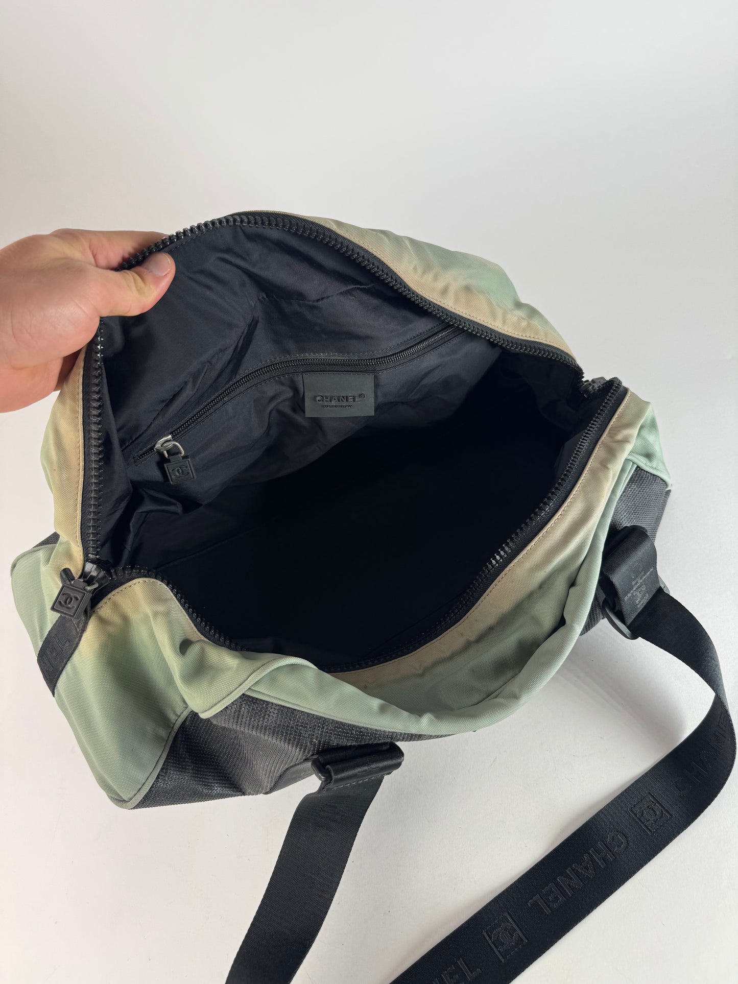 Vintage Chanel Sport Duffel Bag Mint Black