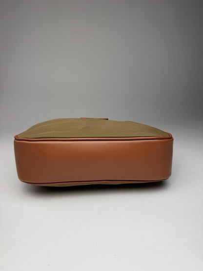 Vintage Courreges Polyester Leather Clutch Khaki Brown