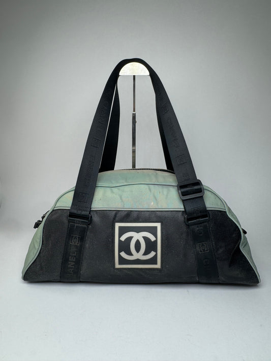 Vintage Chanel Sport Duffel Bag Mint Black