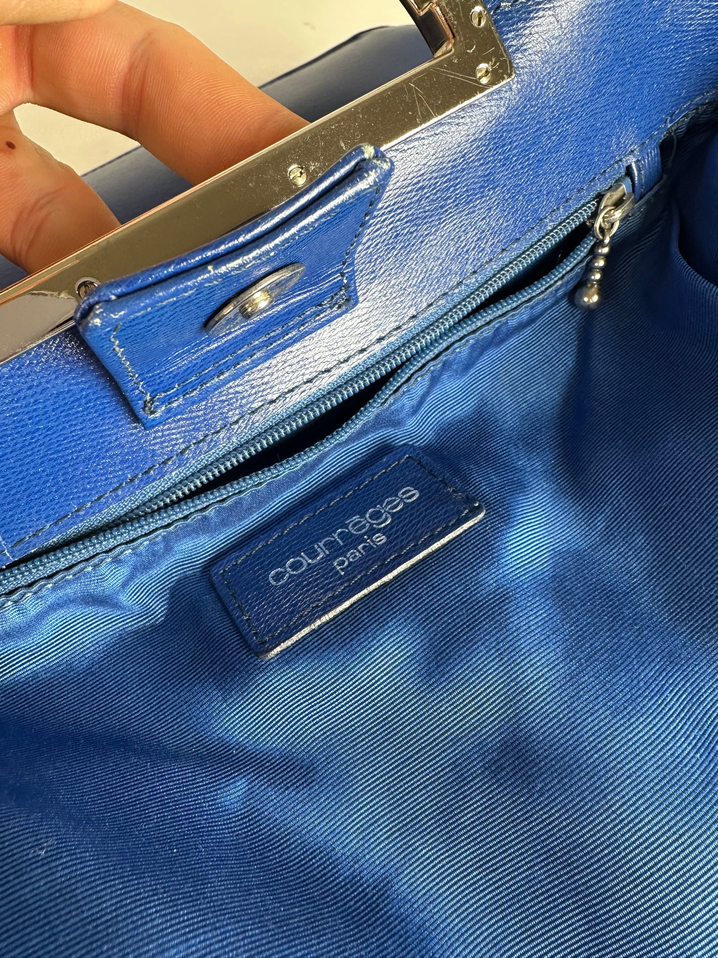 Vintage Courreges 2Way Leather Handbag Blue