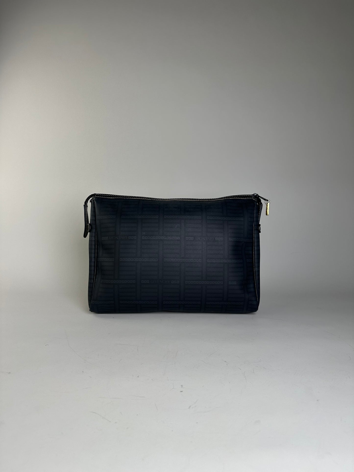 Vintage Givenchy Nylon Cosmetic Bag Black Gold-Tone Zip