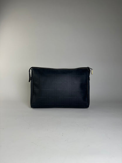 Vintage Givenchy Nylon Cosmetic Bag Black Gold-Tone Zip