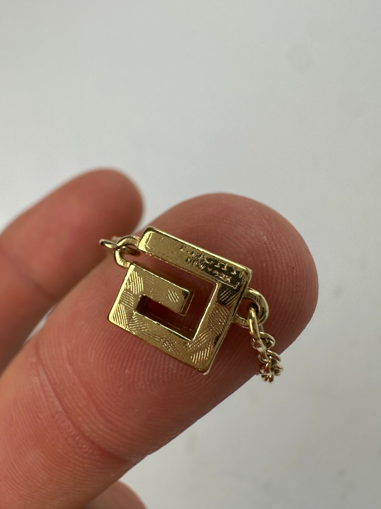 Givenchy Gold Crystal Logo Pendant Necklace