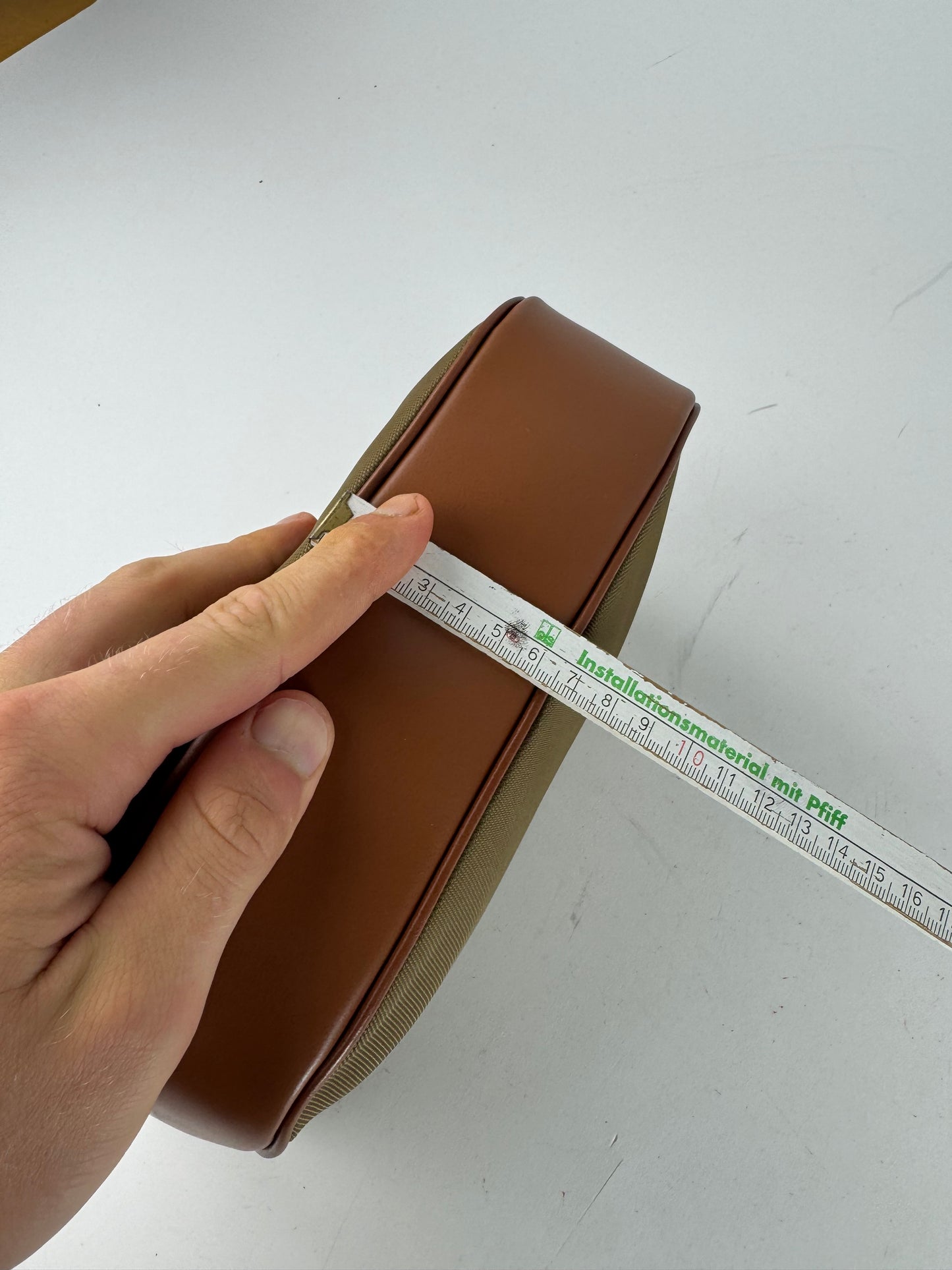 Vintage Courreges Polyester Leather Clutch Khaki Brown