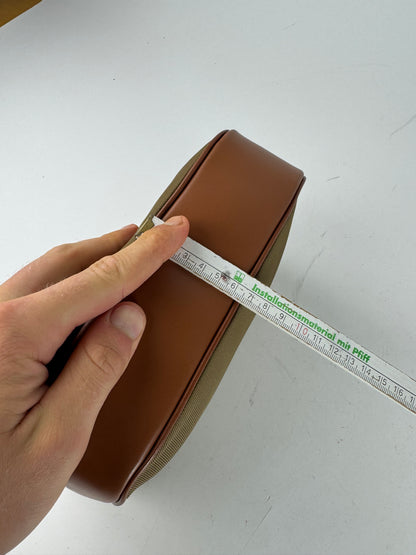 Vintage Courreges Polyester Leather Clutch Khaki Brown