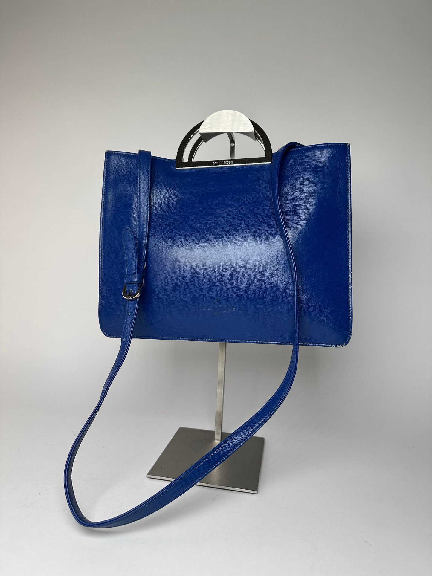 Vintage Courreges 2Way Leather Handbag Blue
