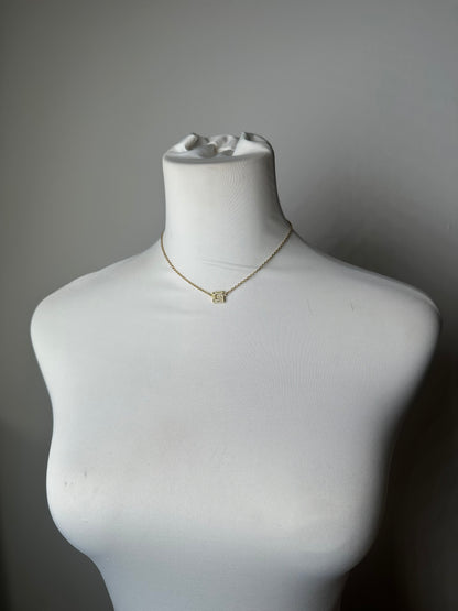 Givenchy Gold Crystal Logo Pendant Necklace