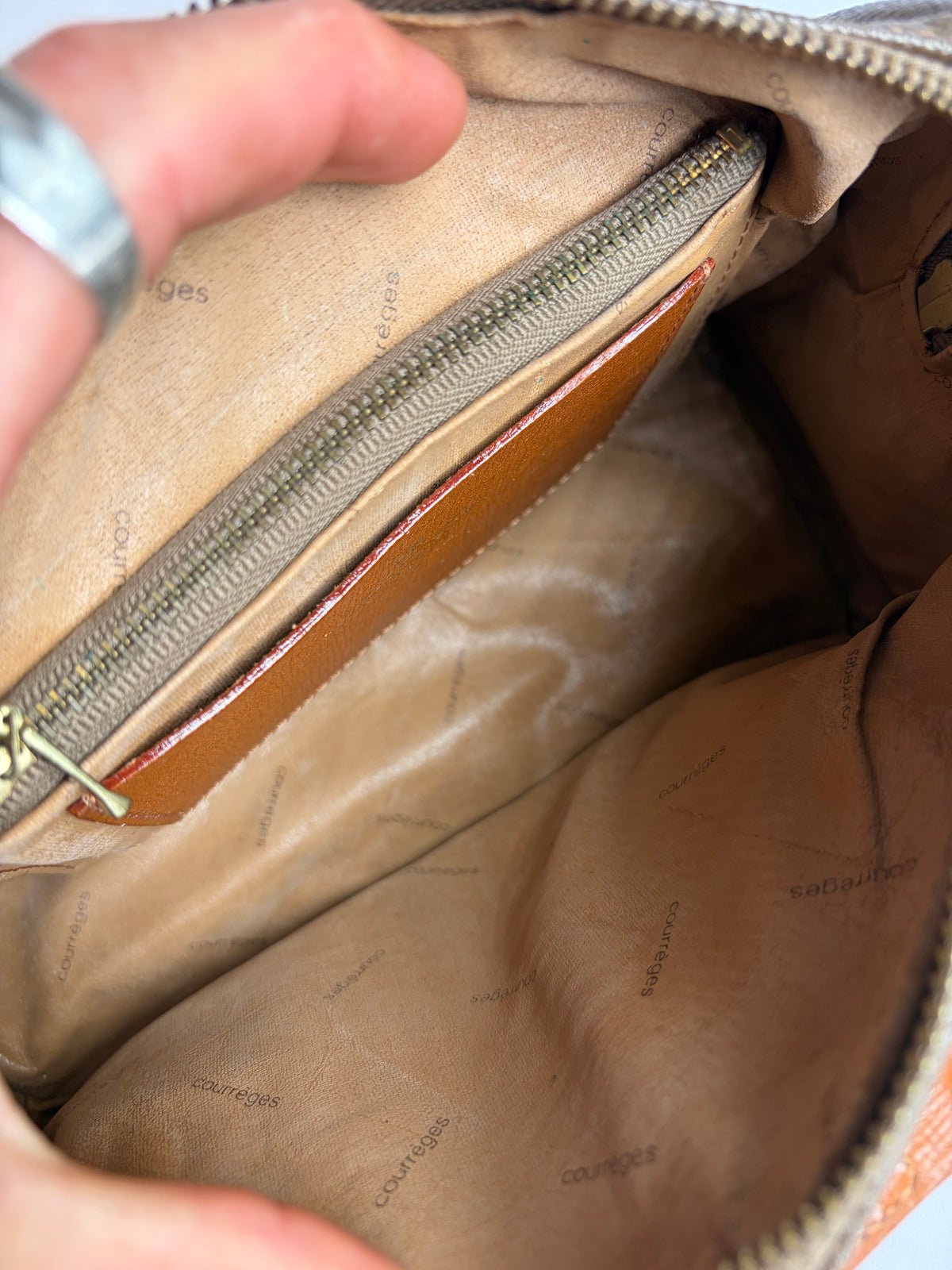 Vintage Courrèges Structured Leather Top-Handle Bag Late 1970s Brown