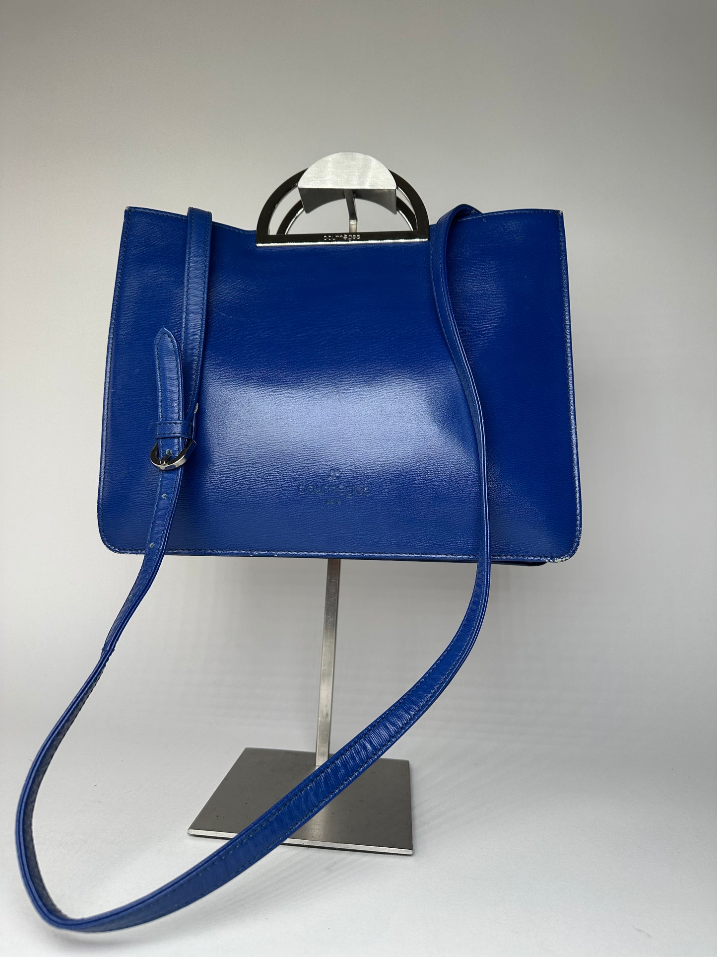 Vintage Courreges 2Way Leather Handbag Blue