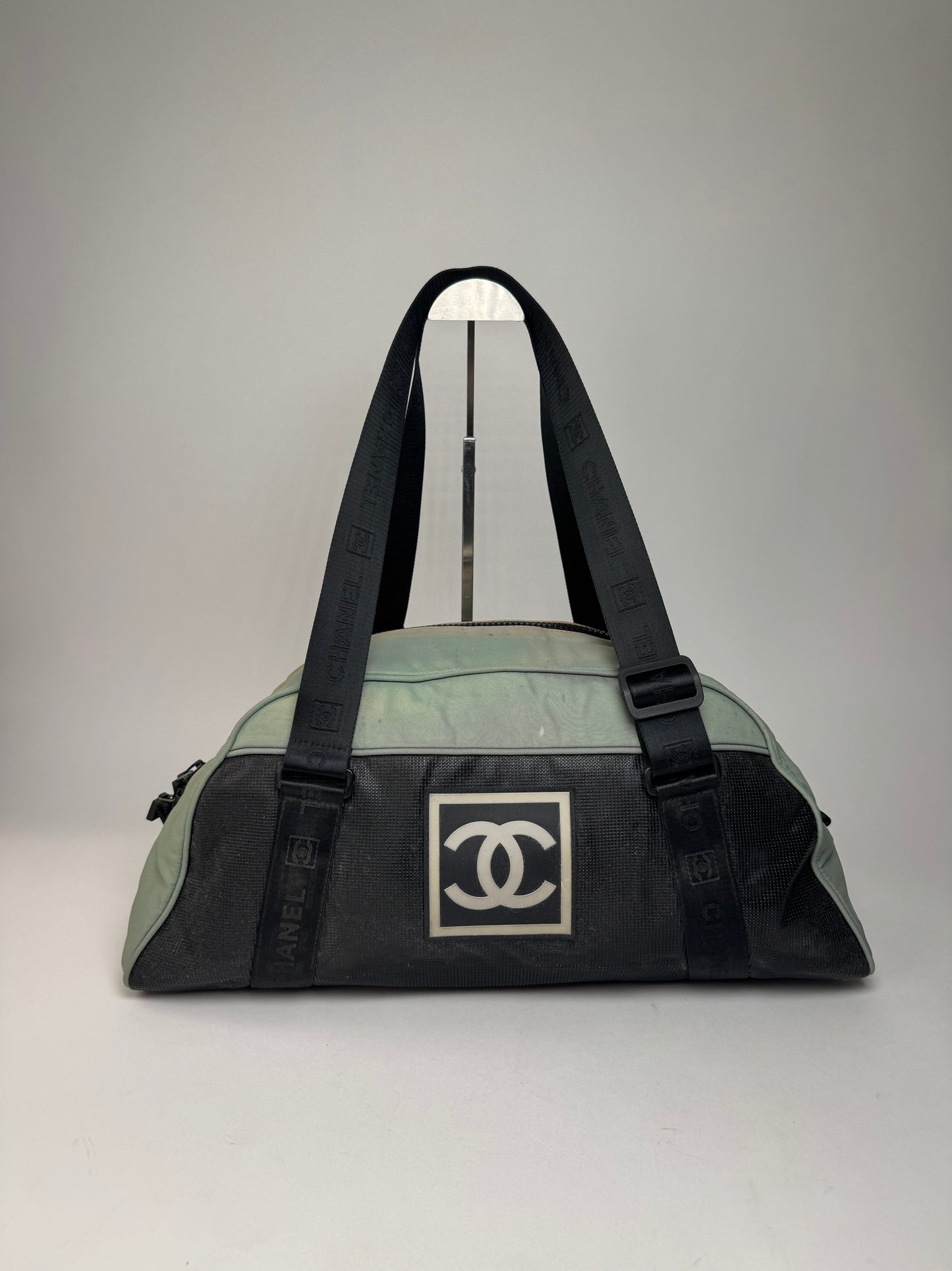 Vintage Chanel Sport Duffel Bag Mint Black