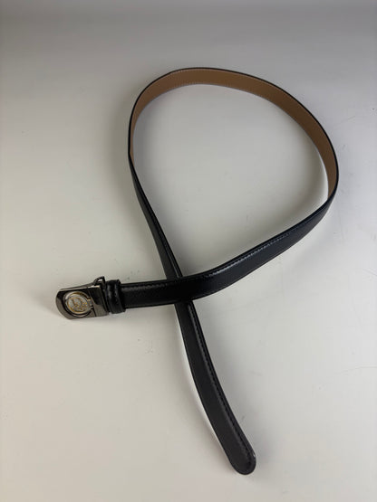 Vintage Dior Leather Belt Black Silver Buckle