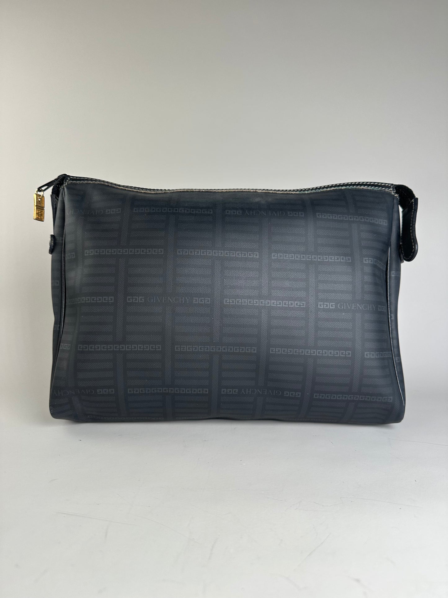 Vintage Givenchy Nylon Cosmetic Bag Black Gold-Tone Zip