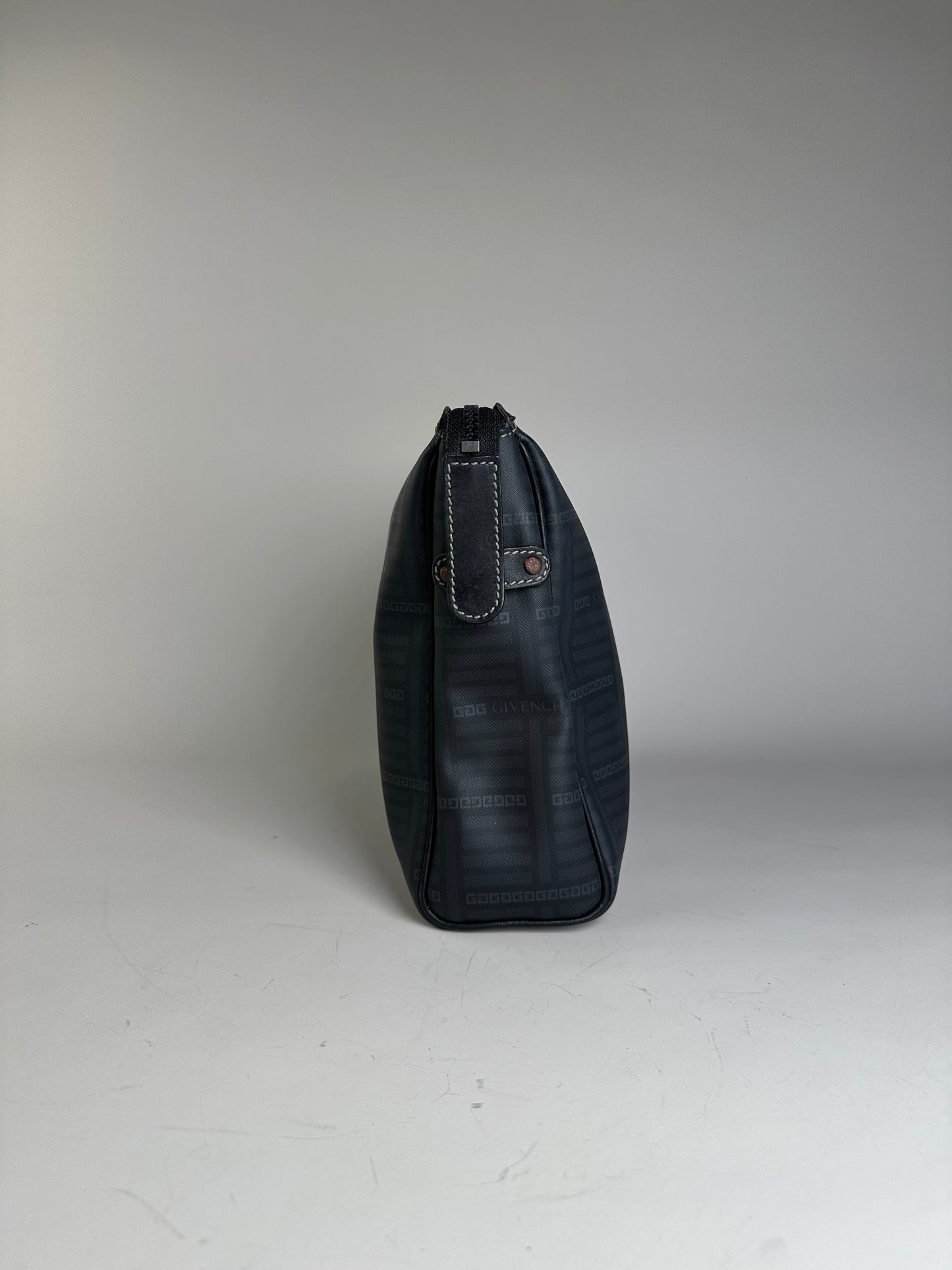 Vintage Givenchy Nylon Cosmetic Bag Black Gold-Tone Zip