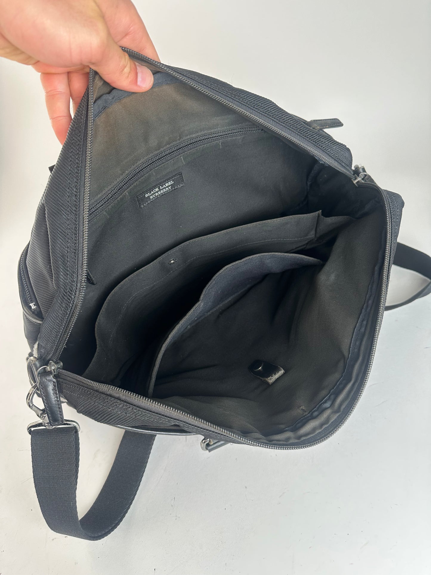 Burberry Black Nylon Briefcase with Multiple Compartments