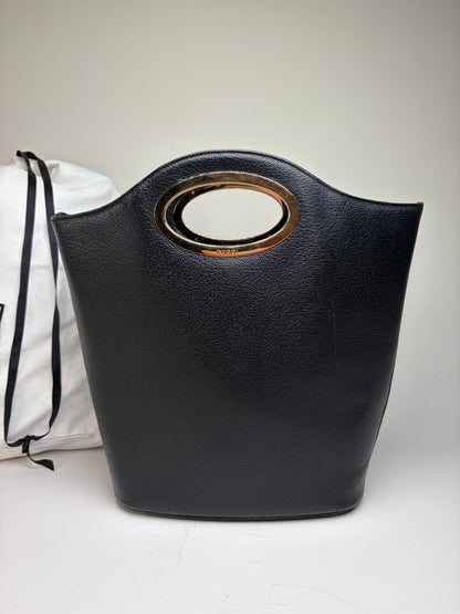 Vintage Gucci Marmont Pebbled Leather Tote Black Gold