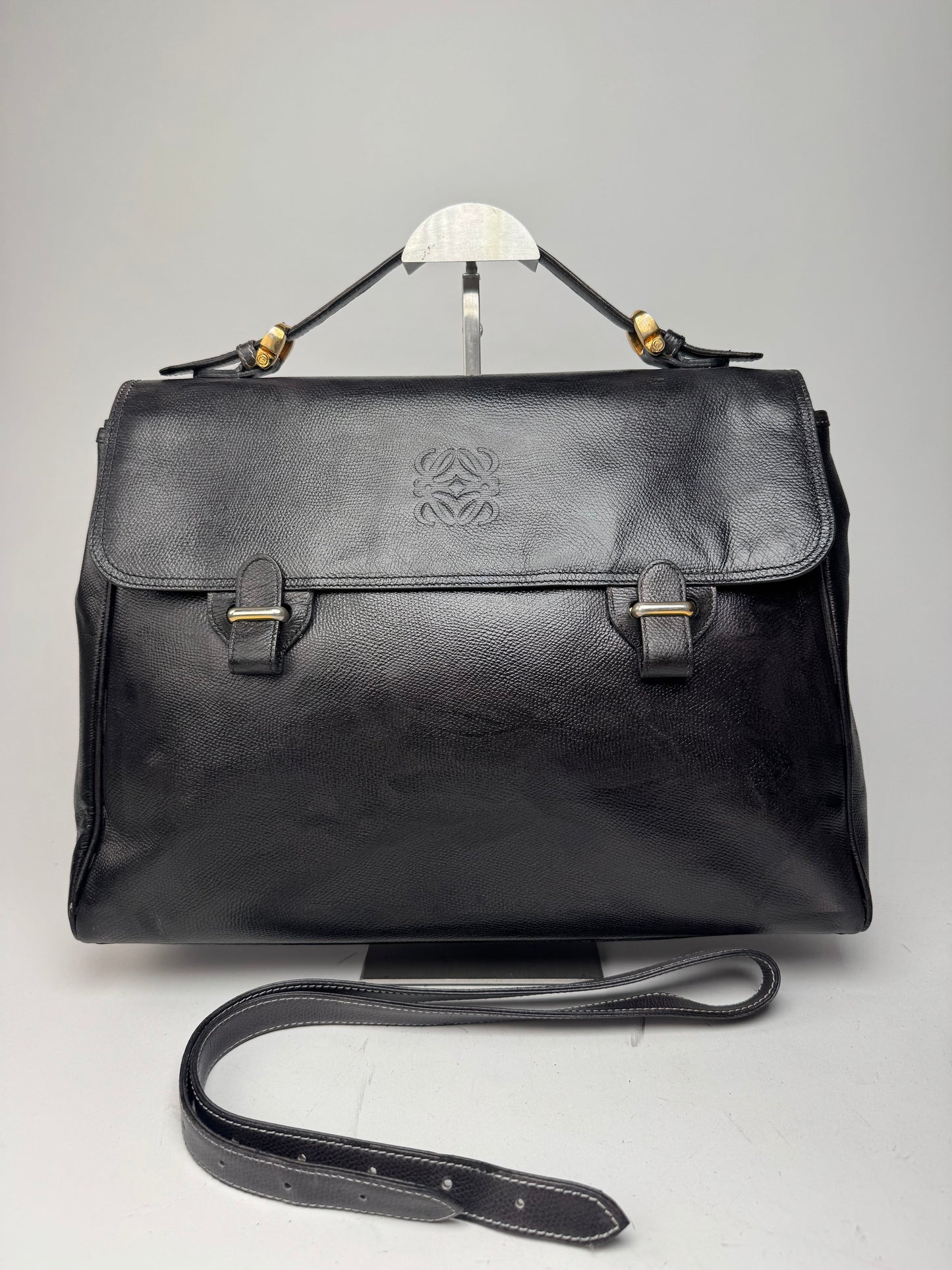 Vintage Loewe 2 Way Leather Bag brown black