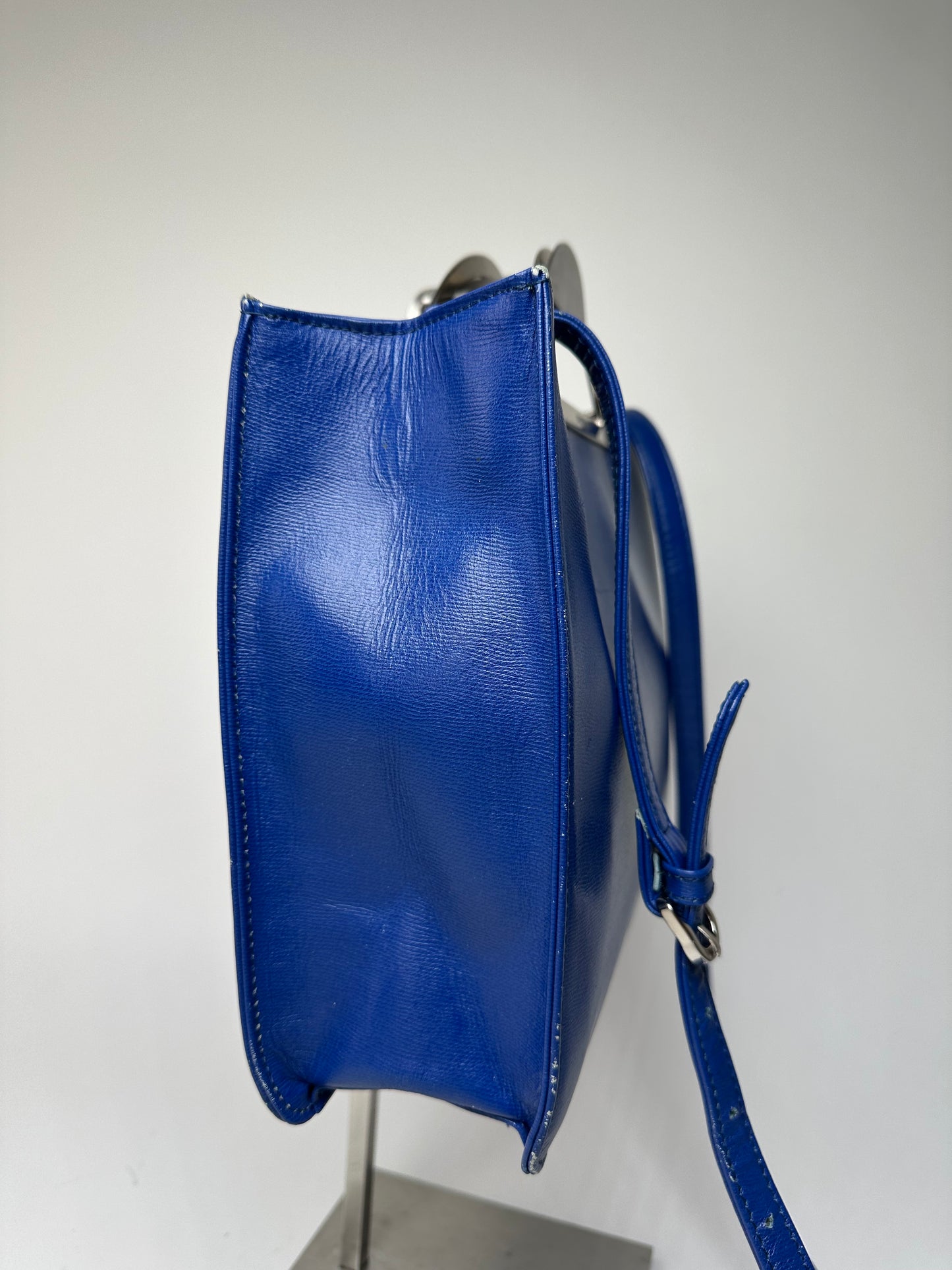 Vintage Courreges 2Way Leather Handbag Blue